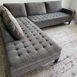 Gray Vapor 105" by 90" 2pc Mid Century Modern Sectional Sofa with LAF Chaise by Z Gallerie