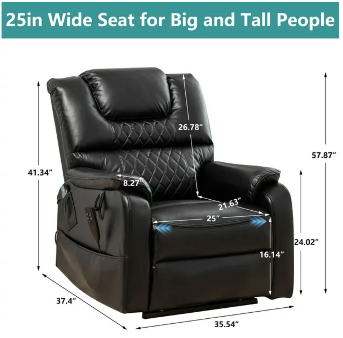 Massage Recliner sofa, Electric Heated Power Lift Recliner 400 lb