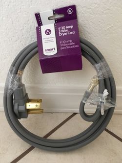 Smart Choice 6' 30 Amp 3 Wire Dryer Cord