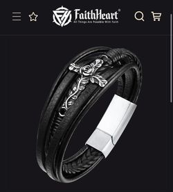 Cross Rose Braided Leather Bracelet for Men & Women