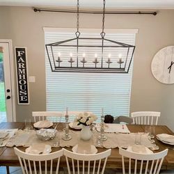 6 Lights Black Rustic Linear Chandelier