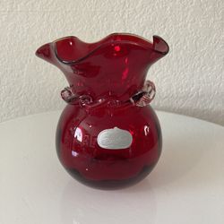 Handblown Red Glass Vase by Rainbow