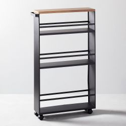 Yamazaki Tower Slim Rolling Storage Cart ✨ Black & Wood, Vintage MCM Modern Sold by West Elm