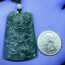 Burmese icy blue type A jadeite jade pendant lucky Dragon.