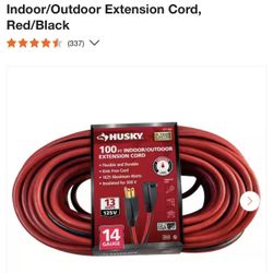 Husky 100 ft. 14/3 Medium Duty Indoor/Outdoor Extension Cord, Red/Black