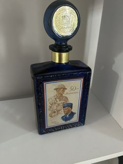 VINTAGE BLUE 1(contact info removed) J.W. DANT AMERICAN LEGION 50TH ANNIVERSARY DECANTER Empty