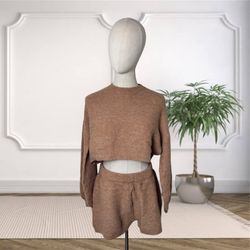 Nasty Gal Knit Sweater & Shorts Matching Lounge Set ✨ Cozy Chic Vibes