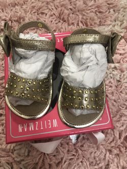 “My First Weitzman’s” girl’s gold Sandals.  Size 6-9 Months