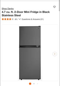 Danny 4.7Cu ft 2-door mini fridge in black stainless steel steel