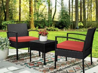 3pcs Wicker Rattan Patio Outdoor Furniture Conversation Sofa Bistro