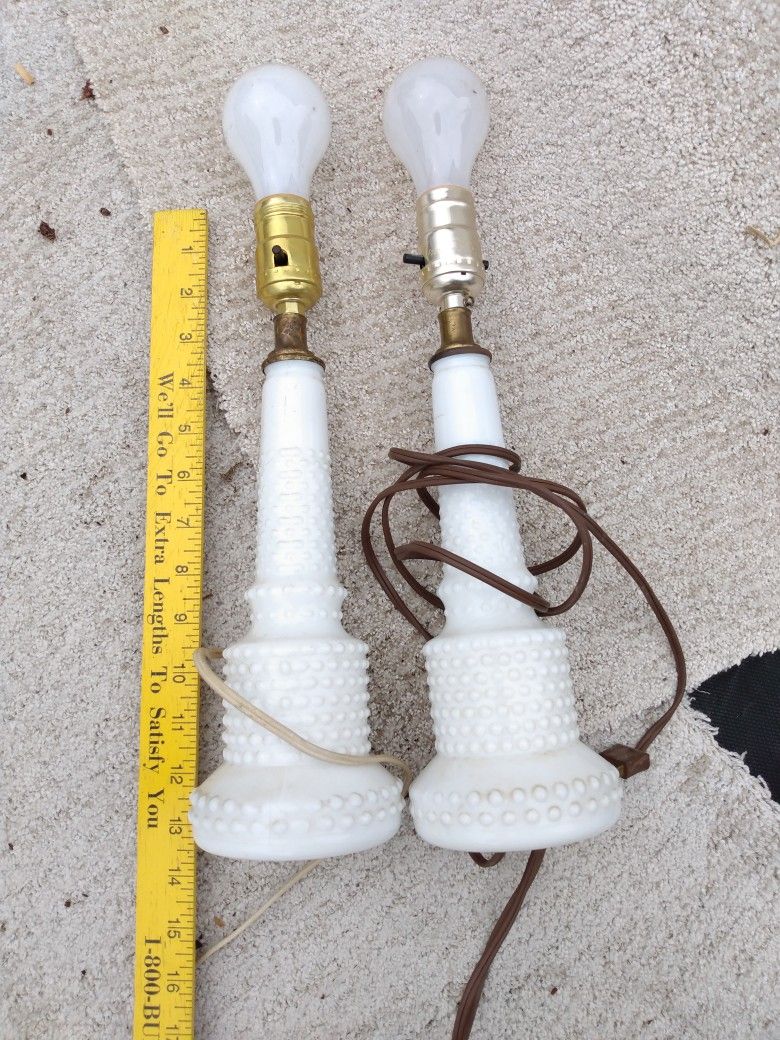 Pair of Antique Milk Glass Lamps. Cash Pickup