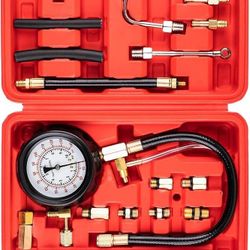 new 0-140PSI Fuel Pressure Tester Kit, Diesel Diagnostic Tool for Cars, Trucks & Motorcycles, Includes Multi-Size Adapters for Detecting Fuel Pump, In