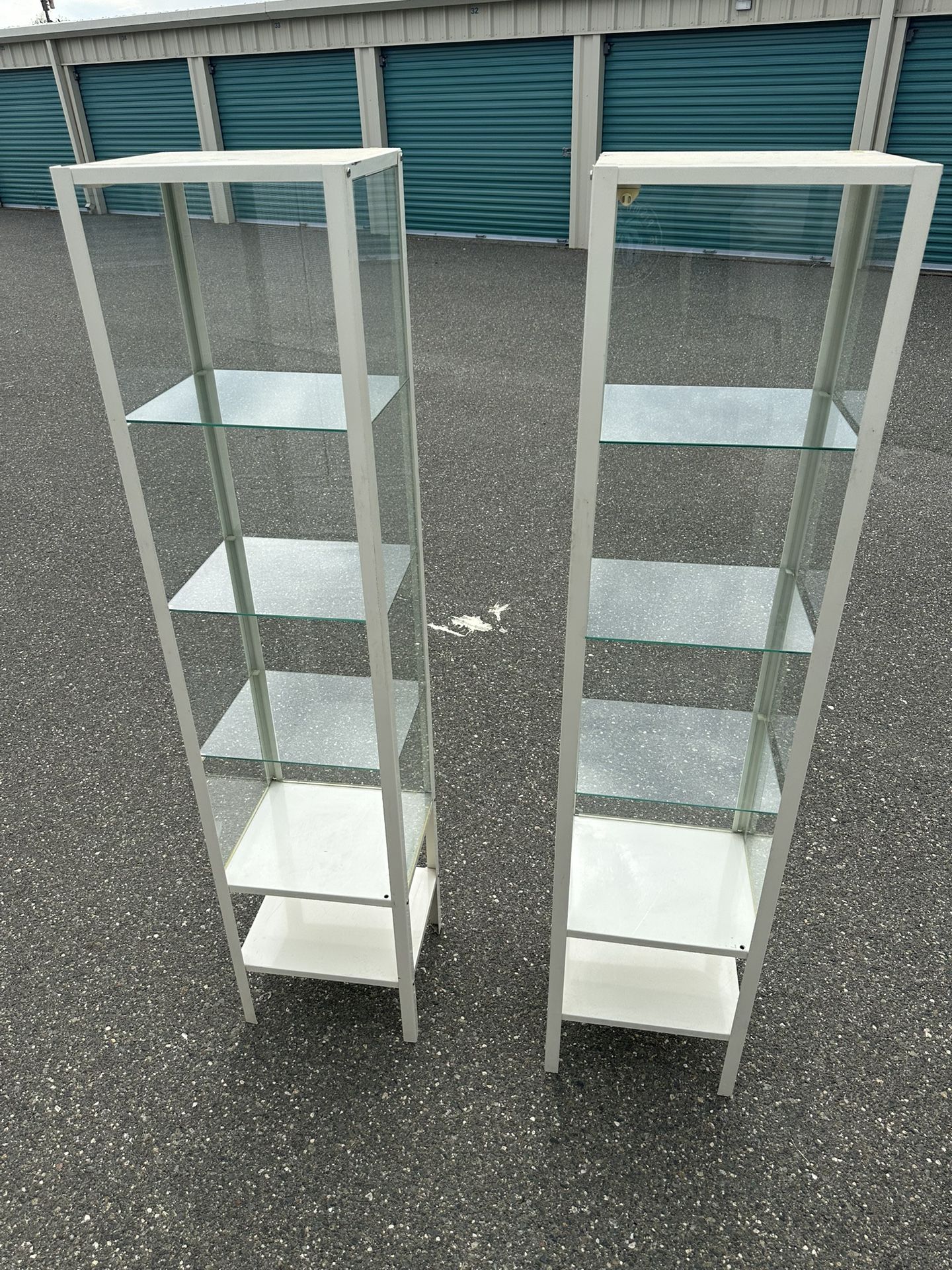 Set Of Metal And Glass Displays With 5 Shelves