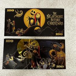 24k Gold Foil Plated Nightmare Before Christmas Banknote