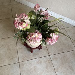 Fake Pink Flower Plant with Stand