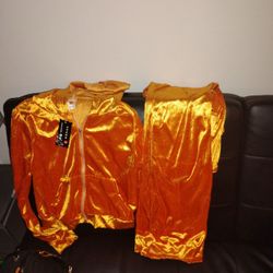 Gold Velvet Zip-Up Tracksuit Set XL