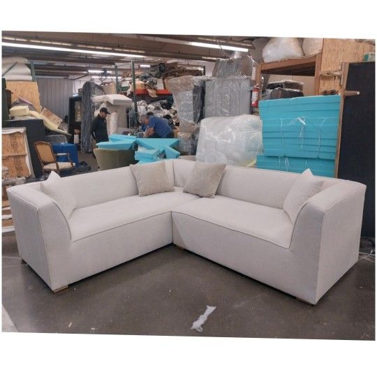 BRAND NEW 11x11ft And 6x13x6ft OR 6x15x6ft SECTIONAL SOFA CHAISE Off White FABRIC, CUSTOM MADE AVAILABLE 