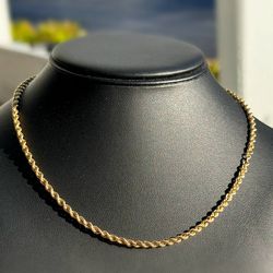 Jewelry 10k hollow yellow gold Rope necklace chain 16.50" 2.00mm width