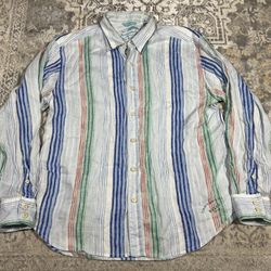Tommy Bahamas Shirt Men’s Size XL Button Down Dress Linen Multicolor Striped 