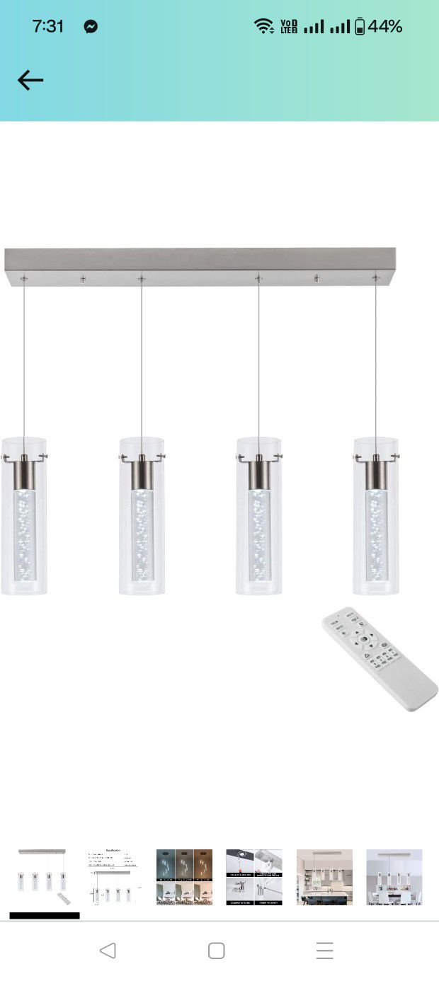 
4.2 4.2 out of 5 stars 245

Hanging Pendant Lights, Integrated 4-Light Pendant Lighting Brushed Nickel Finish,Dimmable Tri-Color Pendant Lights Kitch