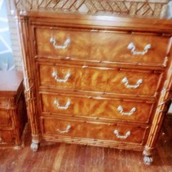 Antique Bamboo Wicker Bedroom Set 