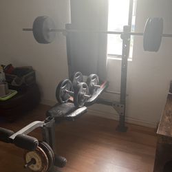 workout bench plus weights