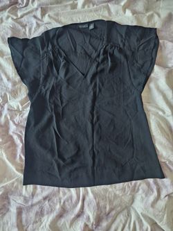 HALOGEN Black v neck blouse butterfly sleeves polyester NEW professional business casual office attire 