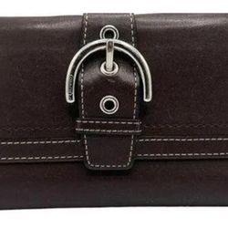 Coach Vintage Brown Leather Buckle Wallet w/ Checkbook  Holder