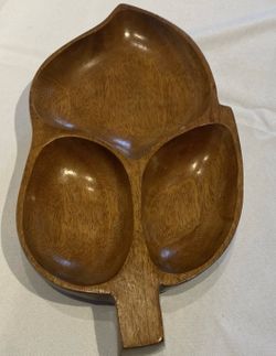 VINTAGE WOOD SNACK BOWL