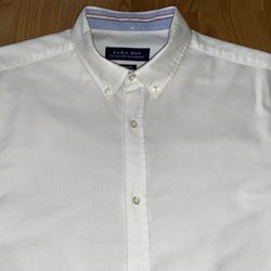 Zara Men Slim Fit White Button Down Long Sleeve Shirt Men’s Size M