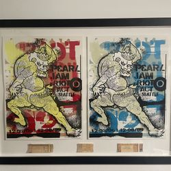 Pearl Jam 2002 Showbox concert Framed Double Poster with Tickets