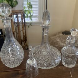 Crystal Leaded Cut Waterford And Other Brands Decanter Jar Bar Cocktail Glass