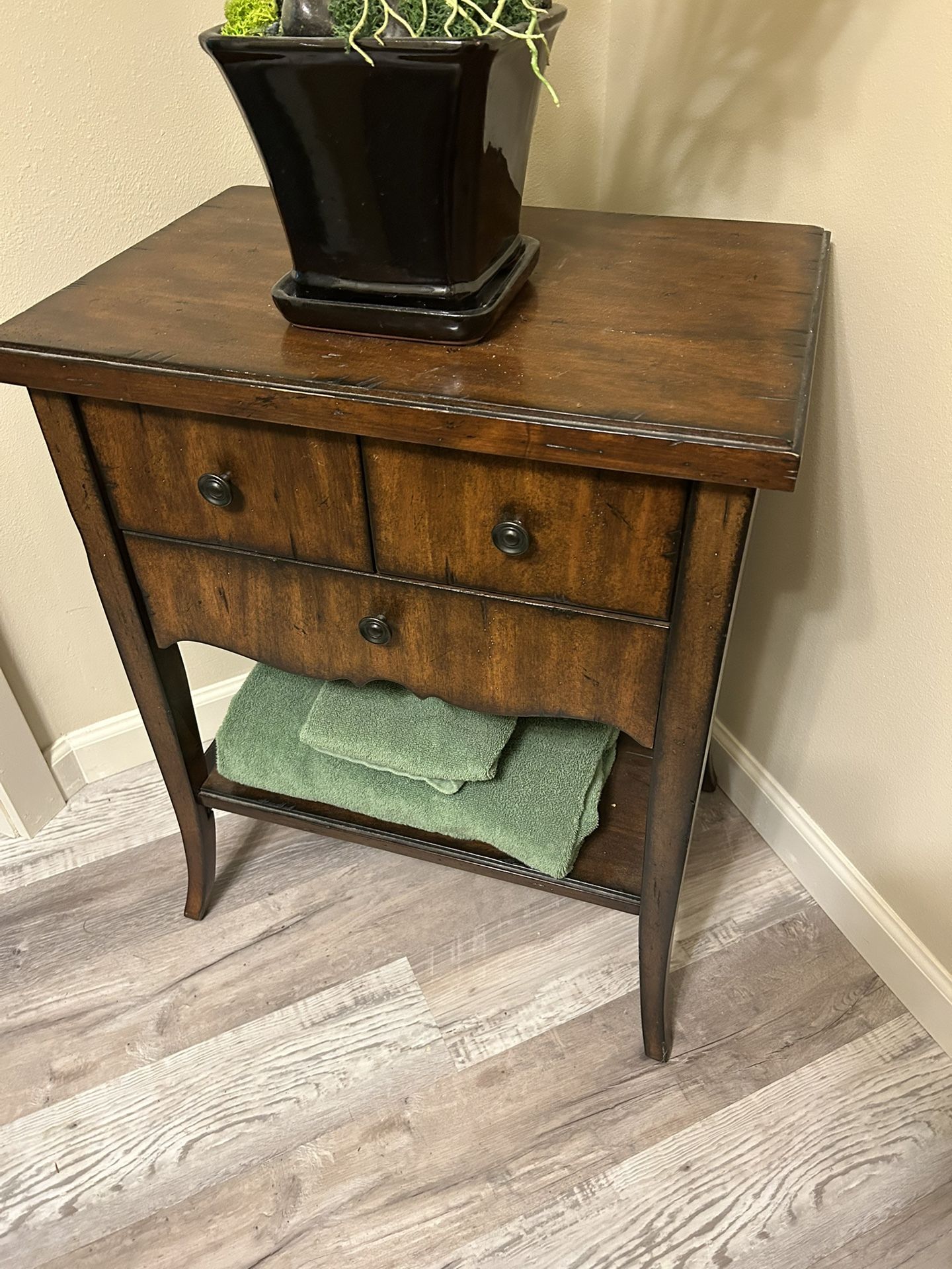 Three Drawer Solid Wood End Table