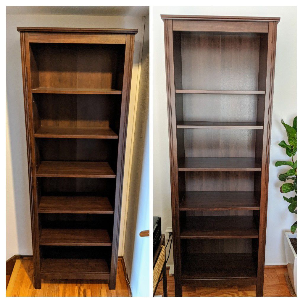 REDUCED $80! Pair of IKEA Brusali bookcases, dark brown