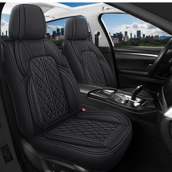 Car Seat Covers Full Set Universal Fit for Cars, SUV, Sedans, Anti-Slip Breathable Faux Leather Automotive Seat Covers (Black, Full Set)