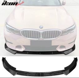 Fits 19-22 BMW G20 3 Series Sport Line Gloss Black Front Bumper Lip Spoiler 3PC