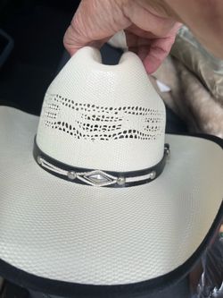 Western Bangora Hat with Black Trim & Leather