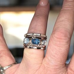 David Yurman Blue Topaz Stackable Rings Size 7 