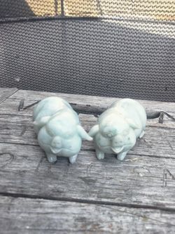 Pair Of Chinese Carved White Jade Pigs 3"
