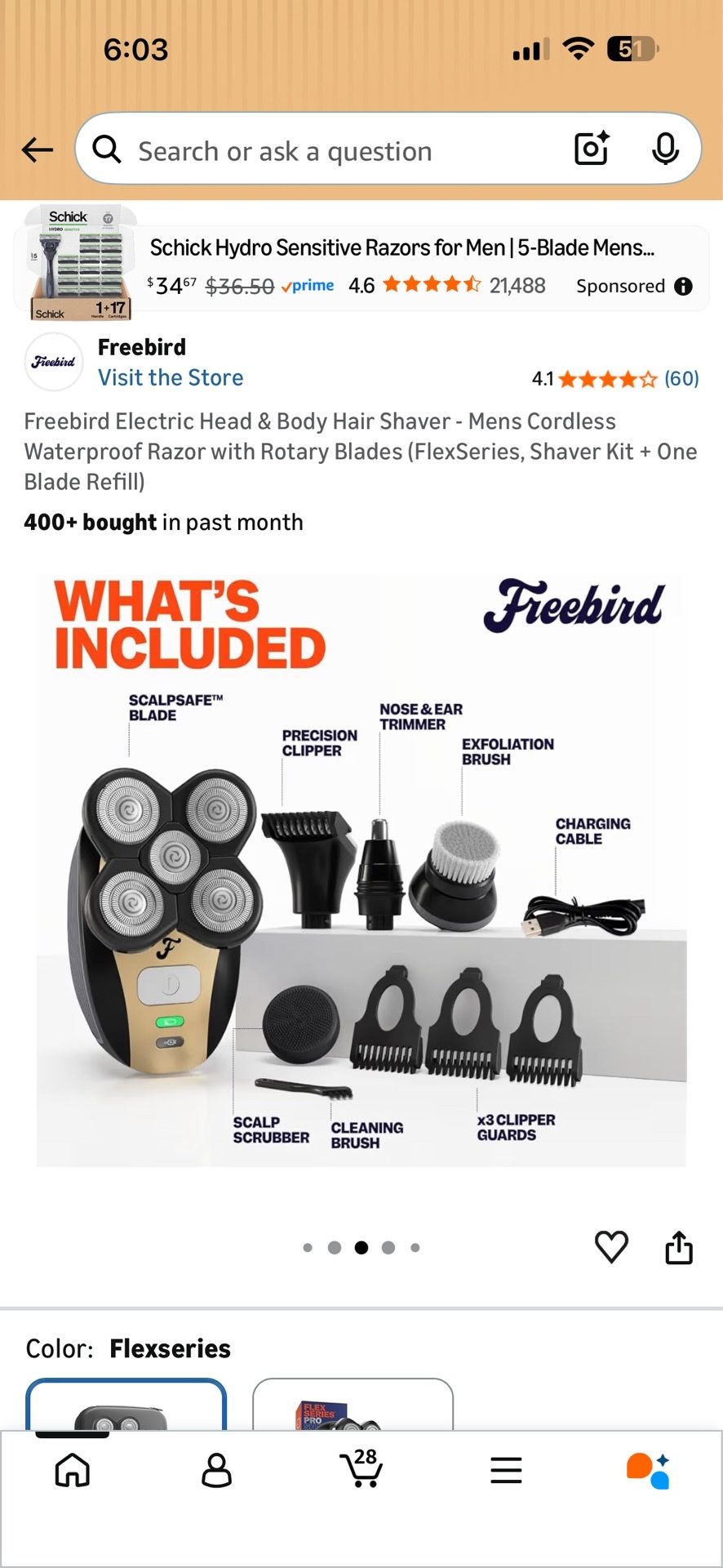 Head and body hair shaver