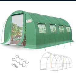 1076-Premium 20x10x6.6FT Greenhouse for Outdoors, Large Walk-in Heavy Duty Galvanized Steel Frame, Mesh Door Screen Window Tunnel Hoop Garden Plant Wi