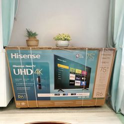HD293 75” Hisense smart 4k Roku led tv floor model 
