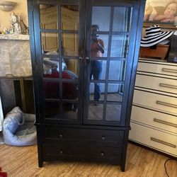 Cabinet Storage Black  With 2 Drawers 