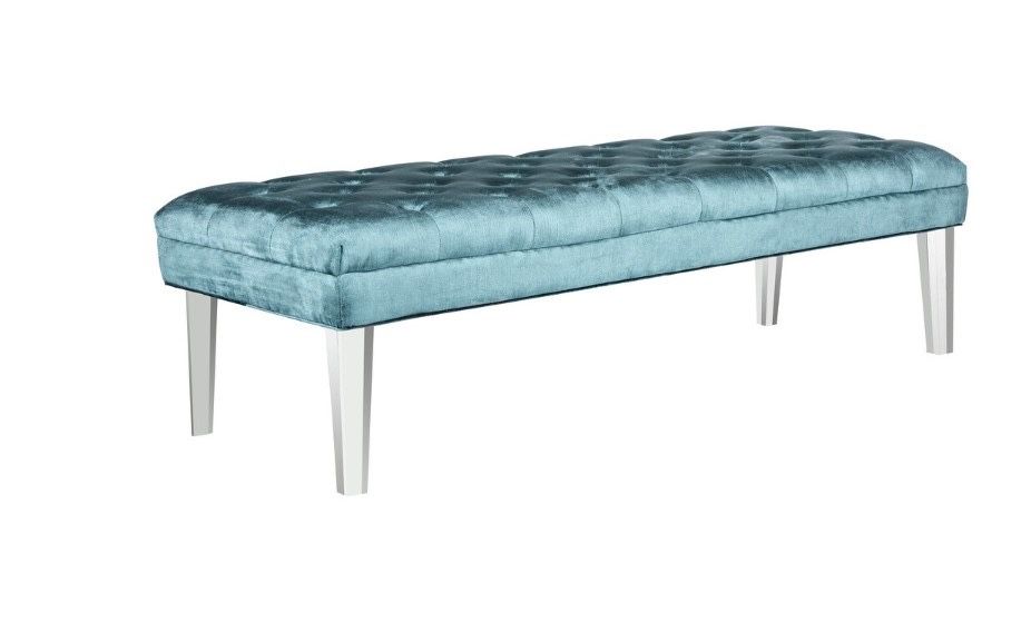 SAFAVIEH Abrosia Cyan Acrylic Leg Bench - 62.6" x 23.4" x 18.1"