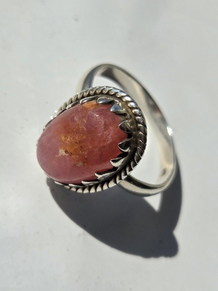925 Ring Pink Stone Size 8 