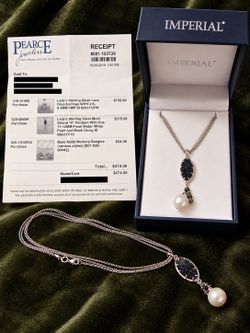 Imperial Sterling Silver Pearl & Black Druzy Pendant Necklace, 18"