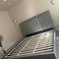 Gray Tufted Bed Frame 