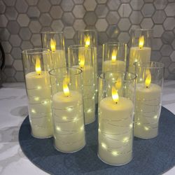 8 White Flameless Candles 