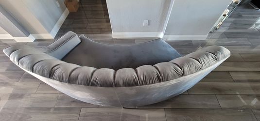 Grey Velvet Curved Couch