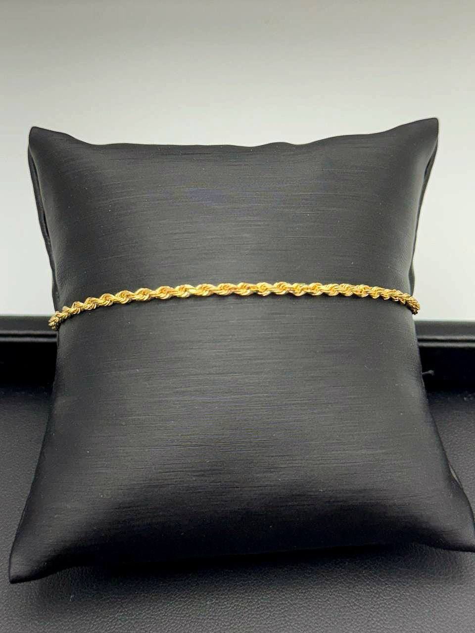 14k yellow gold 7β Rope bracelet 2.1mm 2.6 grams